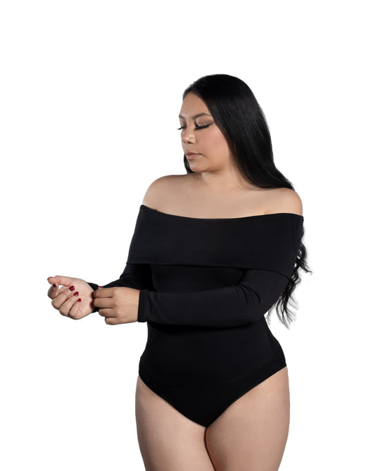 Mod 837 Body Reductor hombros descubiertos doblado manga larga