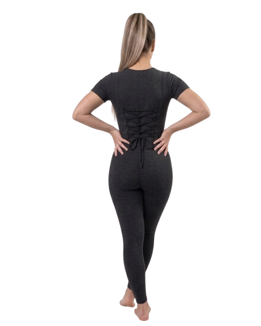 Mod. 709 JUMPSUIT LARGO ESCOTE CUADRADO MANGA CORTA