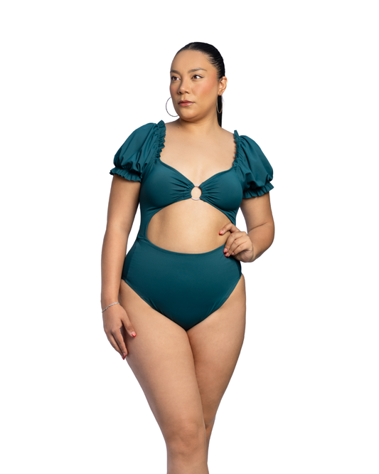 SW 901 TRAJE DE BAÑO MANGA PLISADA