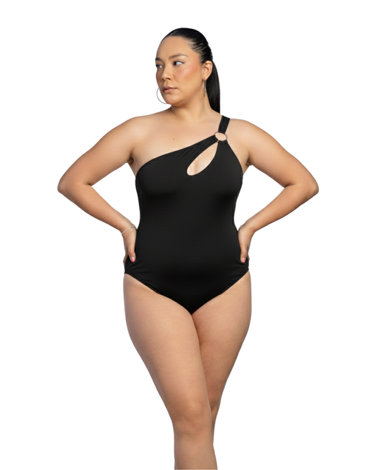 SW 912 TRAJE DE BAÑO ESCOTE ASIMETRICO CON ARGOLLA