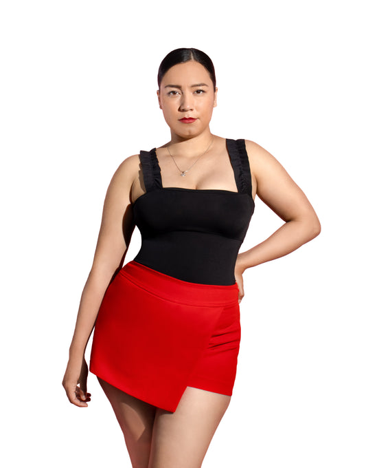 Mod 820 Body reductor escote tirante plisado