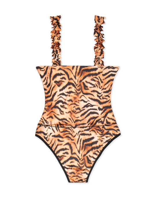 Mod 820 Body reductor tirante plisado Animal Print