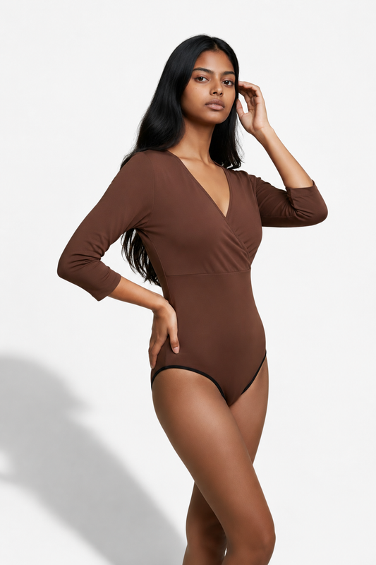 Mod 815 Body Reductor escote en v manga 3/4