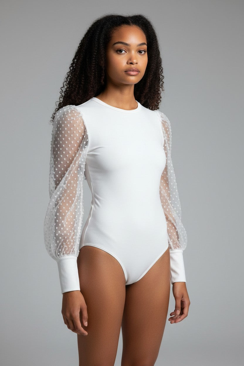 Mod 808 Body Reductor cuello circular manga mesh con copas