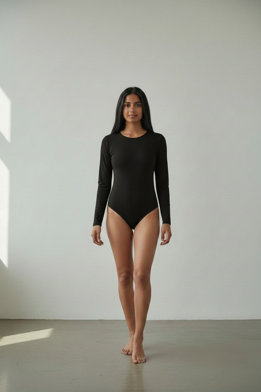 Mod 811 Body Reductor clásico sin copas cuello circular manga larga
