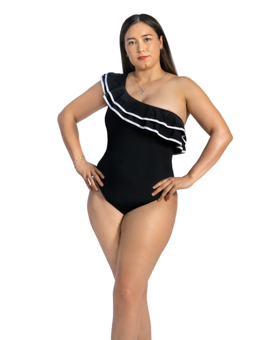 SW 918 TRAJE DE BAÑO ESCOTE V CON OLANES