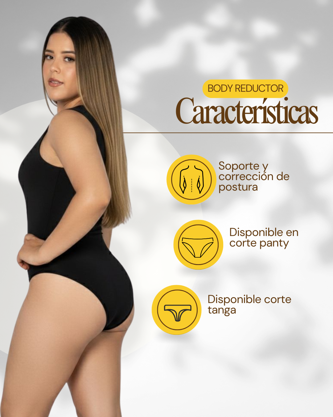 Mod 801 Body Reductor clásico sin copas tirantes cuello circular